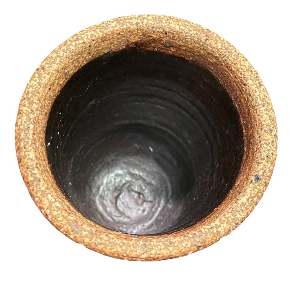 Handmade Studio Pottery Goblets Pair Gunmetal Cobalt Blue Stoneware Chalice 4oz - Picture 11 of 16